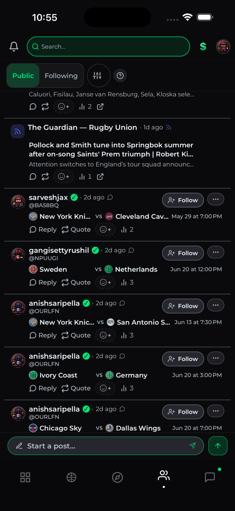 Scroll The Live Fan Feed iOS capture