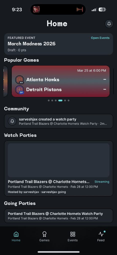 Buzzr app — home screen